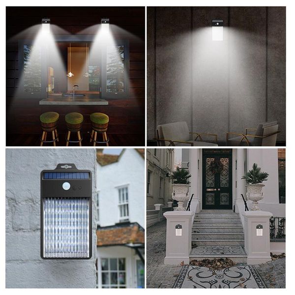

outdoor wall lamps led solar light waterproof human body infrared sensor 3 modes street lamp for courtyard stairs fence