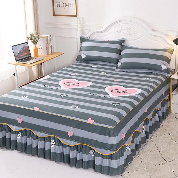 

bedding sets simple stripe 3pcs king  full twin double single bed sheet skirt set