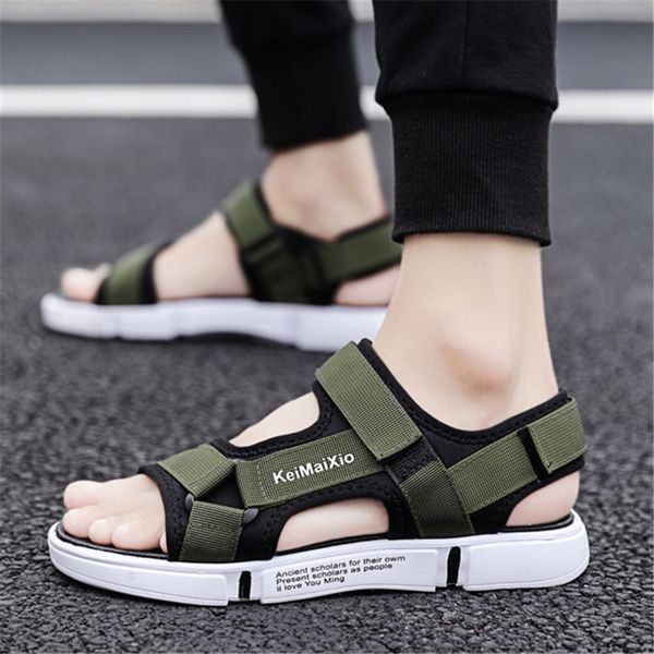 

mens sandals 2021 summer new trend wild mens casual beach sandals men, Black