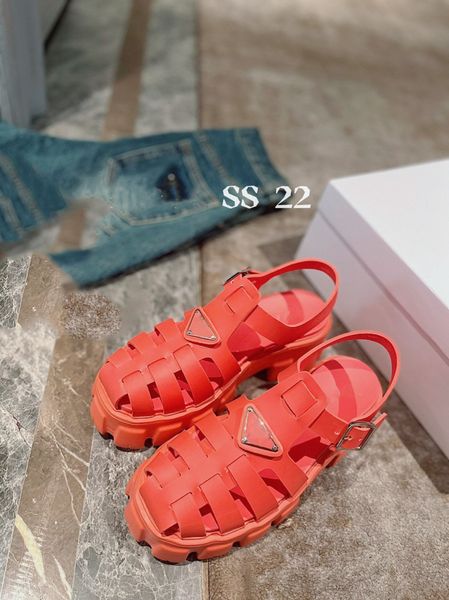 

designer luxury ss 22 red monolith donna cage sandals sandals flip flops sandals with box dust bag, Black