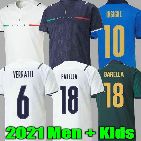 

italy 2021 soccer jersey home away jorginho el shaarawy bonucci bernardeschi insigne italia men + kids kit football shirts, Black;yellow