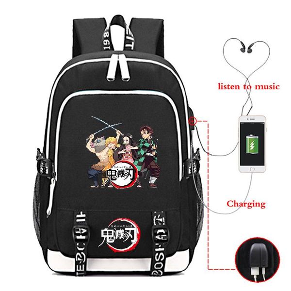 

backpack demon slayer oxford usb charge men and women school backpacks teenage students bags girls travel bag