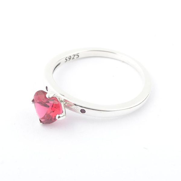 

cluster rings 925 sterling silver ring red heart-shaped crystal you & me for women gift fine vanlentine's day jewelry, Golden;silver