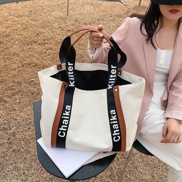 

evening bags 2021 summer classic letter printed canvas large capacity trend wild fashion commuter women's shoulder school tote handbag