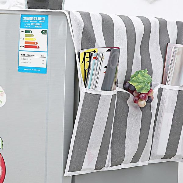 

other household sundries 2021 fashion stripes waterproof refrigerator cover towel storage bag for the door dust