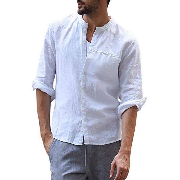 

solid color button color pattern mens long-sleeved shirt comfortable fit fashion retro style travel office entertainment, White;black