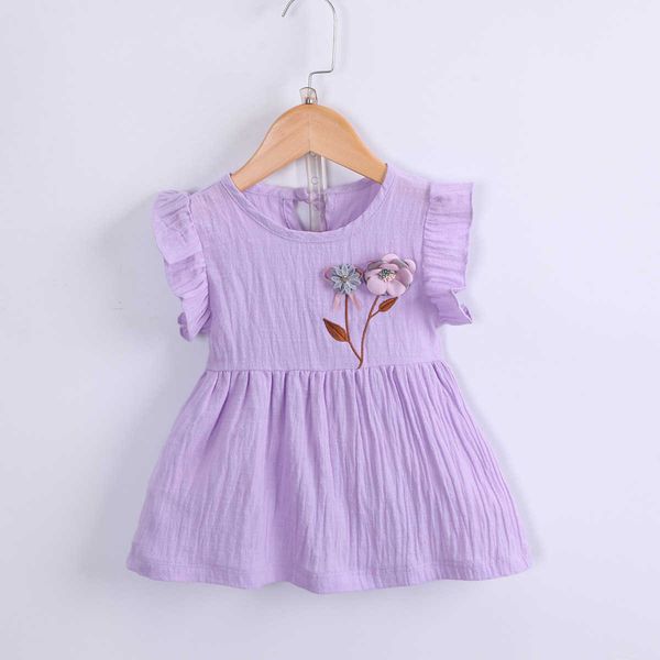 

fashion 2021 children's skirt girl embroidery stick flower sleeveless dress baby lovely, Black
