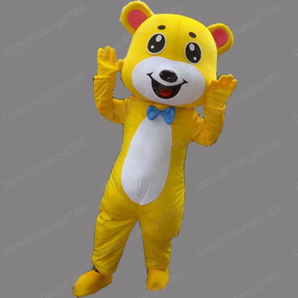 Halloween amarelo urso mascote traje de alta qualidade personalizar desenhos animados Animal Anime Anime Tema Caráter Adulto Natal Carnaval Fantasia Vestido
