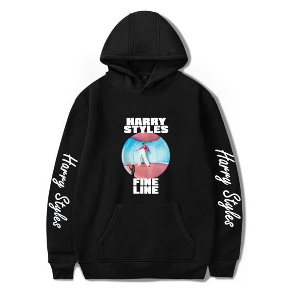 

women's hoodies & sweatshirts harrys styles men women fine line printed sweatshirt hoodie hip hop pullover jacket brand clothing, Black