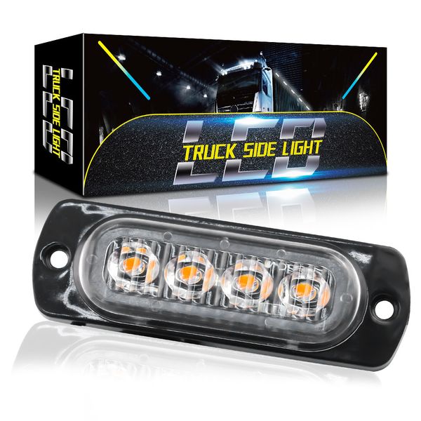 4 LED Flash Strobe Light Bar Car Truck Avvertimento di pericolo urgente Lampada Grill Guasto 12-24V Ambra Giallo Bianco Luci di emergenza traffico