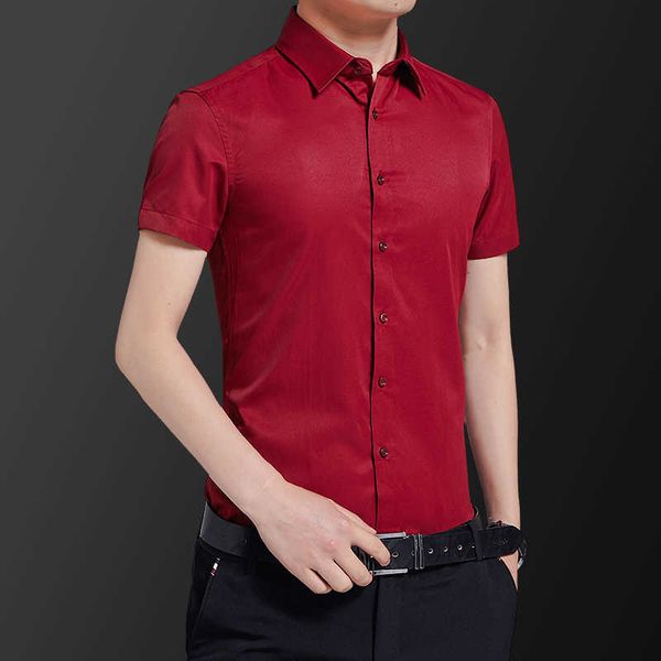 

summer casual men's shirts turn down collar slim fit short sleeve business work white dress shirt 4xl 5xl 6xl 7xl 8xl 210528, White;black