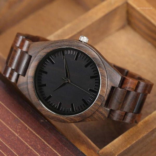 

wristwatches real wooden wristwatch men quartz wrist watches vintage man clock full body black brown walnut wood band dial case male reloj, Slivery;brown