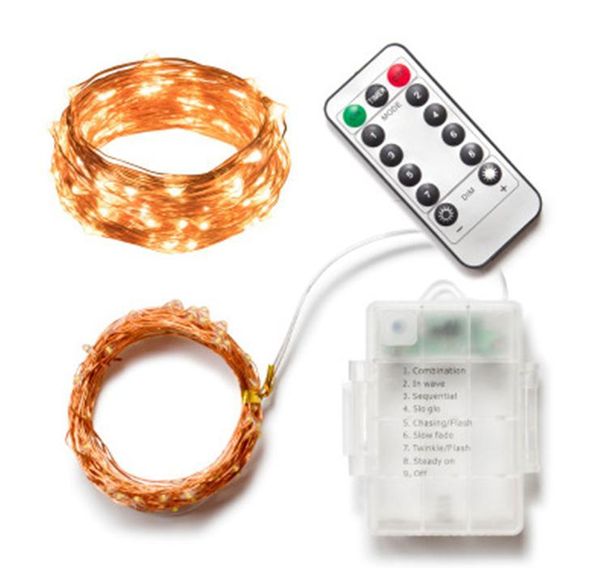2021 String Batteriebetrieb mit Remote-Timer wasserdicht Silber Kupferdraht blinkende String Lights Indoor und Outdoor-Hochzeitsdormito