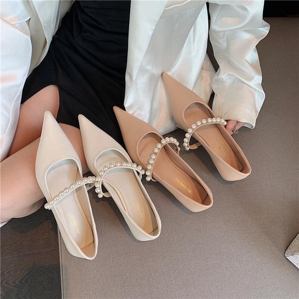 

dress shoes 2021 low heel shoe pointed pumps slip on lace-up sandals ladies shallow mouth latest low-heeled toe spring boat slip-on casual 3, Black