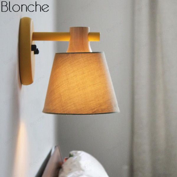 

wall lamp nordic led macaron sconce wooden light for home bedroom stairs bedside modern loft decor lighting fixtures