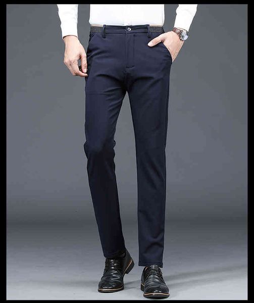 

pants 2021 men pant plaid busines casual slim fit summer elastic leisure suit pants classic vintage wrinkle-resistant korean, Black