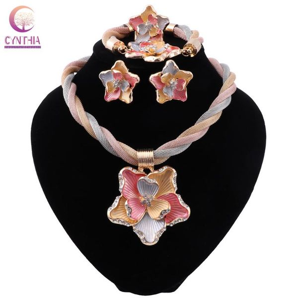 

earrings & necklace cynthia african jewelry set fashion sets bridal wedding party elegant women flower pendant, Silver
