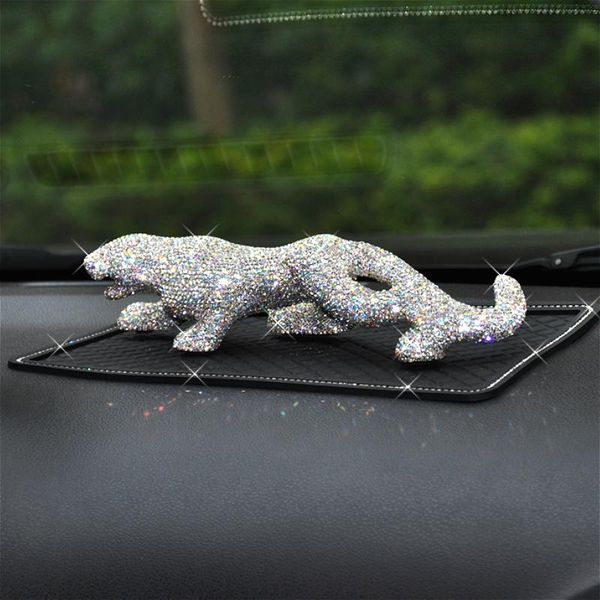 

decorative objects & figurines luxury full rhinestone lucky leopard feng shui miniature car interior home decoration accessories diamond orn