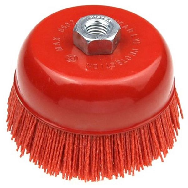 

sanders 1 piece 115 x m14 cup abrasive brush wheel p80 pile polymer-abrasive 4.5 inch angle grinder tool