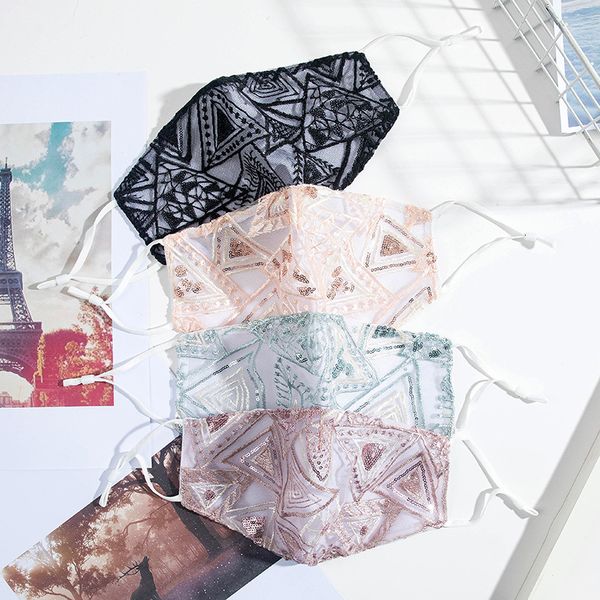 

hanging ear lace sequin riding color dustproof korean printing mask washable