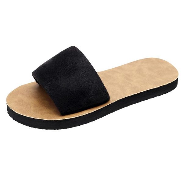 

fashion solid color flip-flop open toe beach shoes women slippers female comfortable outdoor slides footwear mujer, Black