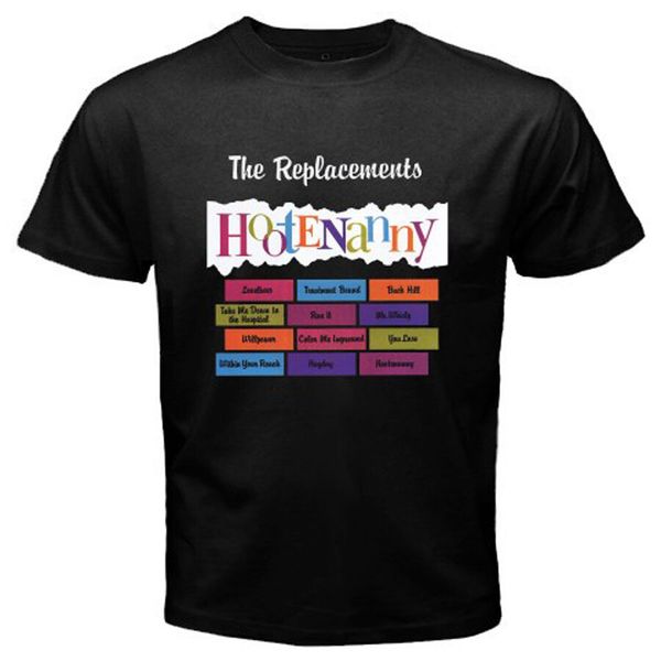

the replacements hootenanny logo men's black t-shirt size s to 3xl, White;black