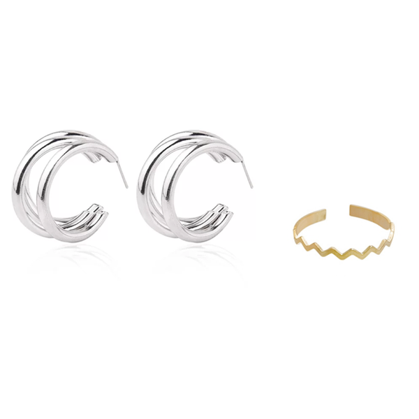 

hoop & huggie men and women's fashion styles stainless steel ear studs, earrings,earbob,clips,ear bone ring open end finger z12-2, Golden;silver
