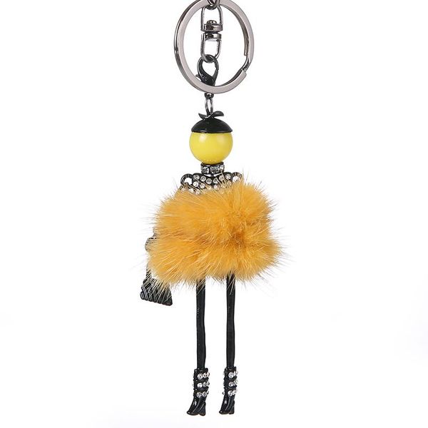 

keychains cute lovely fur doll pendent crystal keychain keyring car keys bag holder charm jewelry gifts, Silver