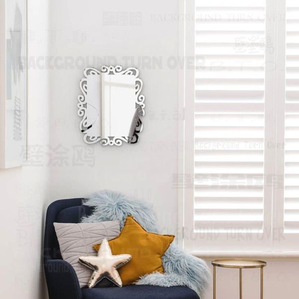 

mirrors mirror wall vanity for home body kawaii makeup decor stickers decorative rectangle vintage swirly hand draw frame m020