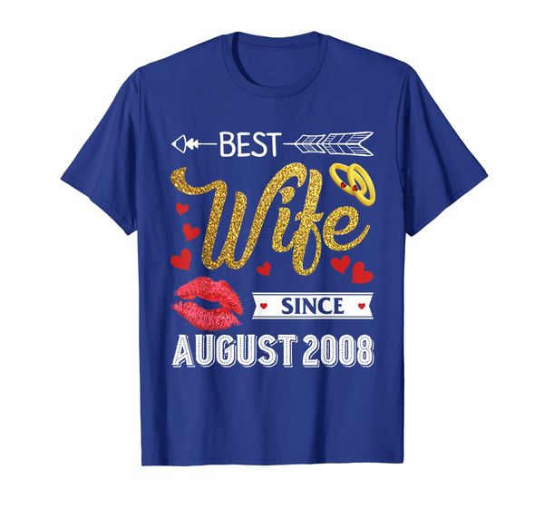 

11th wedding anniversary wife since august 2008 t-shirt, White;black