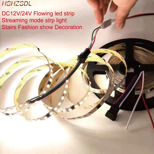 

flowing led strip streaming mode strp light 2835smd dc12v 24v 120leds/m 5m with controller for stairs fashion show decorate strips