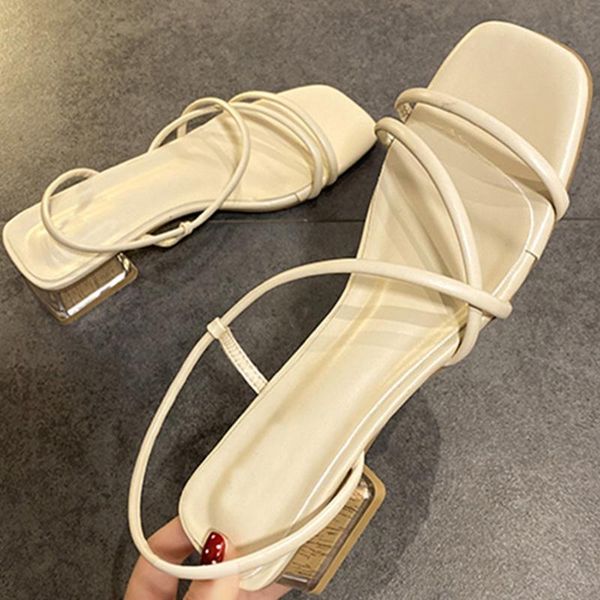 

slippers 2021 summer female sandals fashion square head women open toe ladies flat casual slides beach shoes flip flops, Black