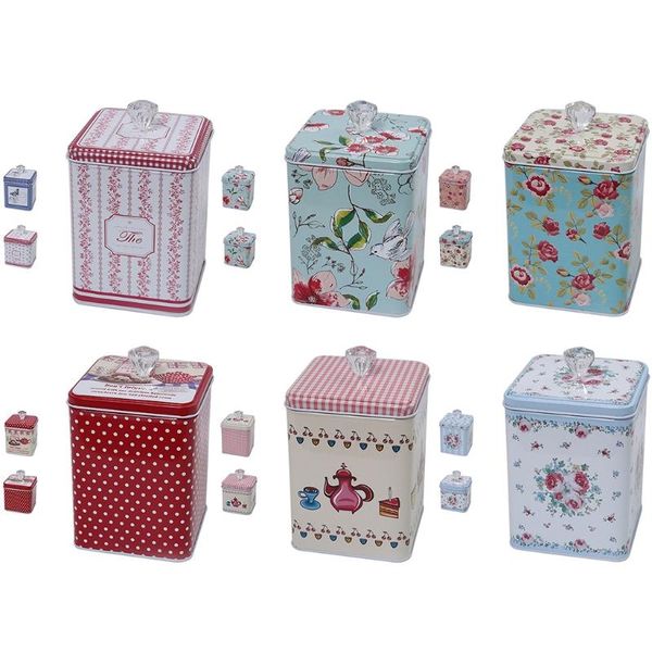 

storage bottles & jars 3pcs elegant metal tinplate empty tins portable tea sugar coffee candy box container christmas gifts