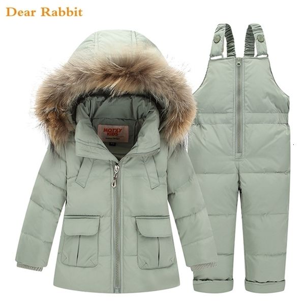 

sets winter for boys coat girls ski suit children clothing set baby duck down jacket + pants overalls warm kids clothes snowsuit 0926, White