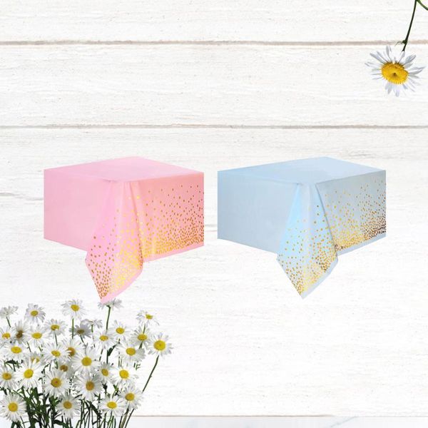 

table cloth 2pcs disposable party tablecloth gold stamping blue black polka for birthday wedding use pink+bl
