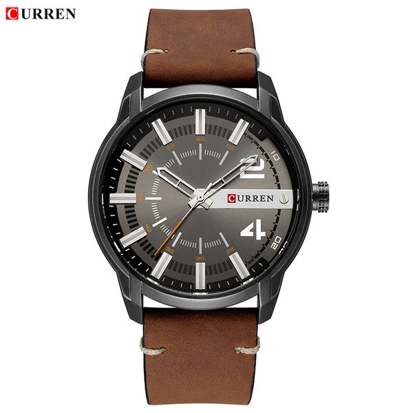 Luxusmarke Curren Männer Mode Sportuhr Herren Quarz Analog Datum Uhr Mann Leder Wasserdichte Uhren Relogio Masculino 210517