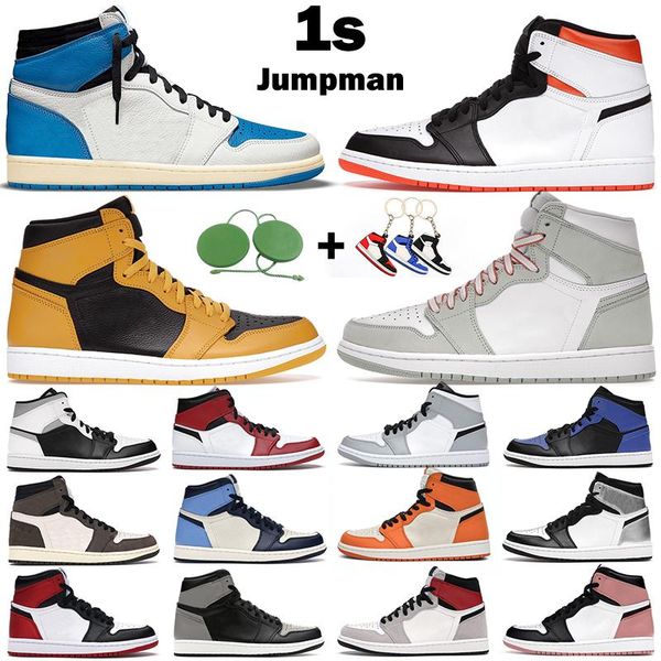 

men women 1s basketball shoes 1 high og pollen seafoam university blue hyper royal dark mocha obsidian court purple mens trainers sports sne, Black