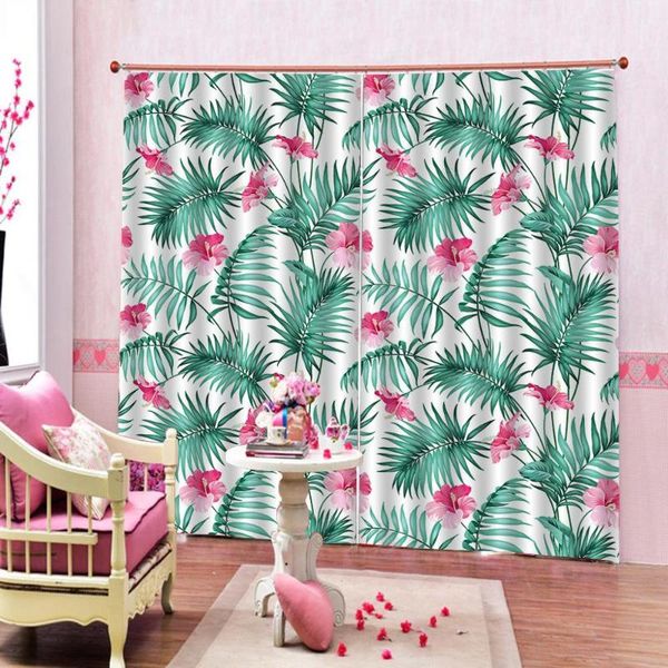 

curtain & drapes custom size pink flowers living room curtains leaves green window for bedroom tropical plants home indoor