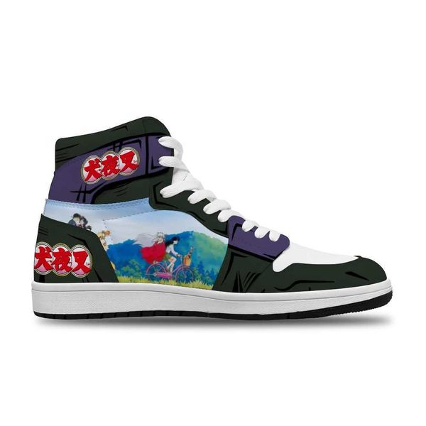 

japanese anime cartoon inuyasha sango miro customized running non-slip leisure shoes for men's trend sports shoes high basketball shoes