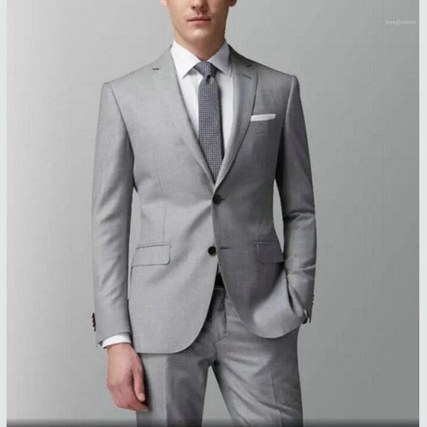 

grey notch lapel men's slim fit formal suits men custom made 2 pieces wedding tuxedos jacket and pants terno masculino & blazers, White;black