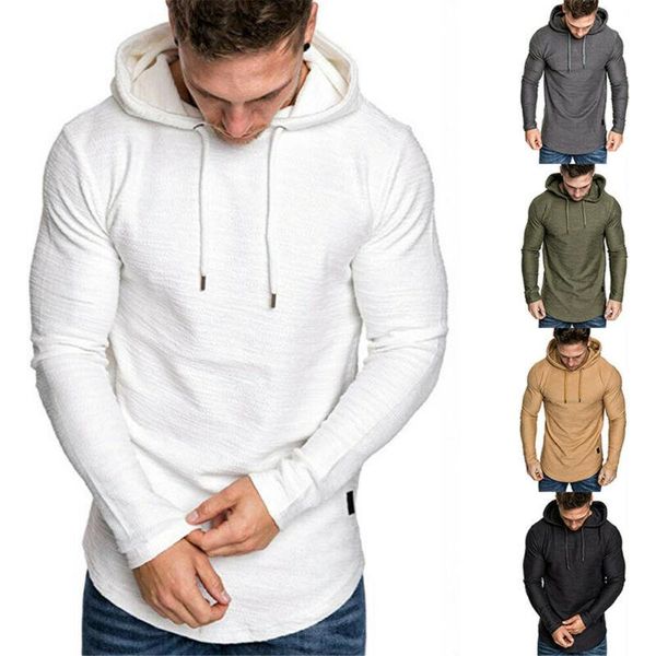 

men's hoodies & sweatshirts mens long sleeve clothes slim fit plain pullover sports casual sweatshirt solid color 2021 autumn fashion, Black