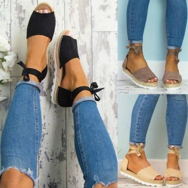 

hoop strap flat heel thick soled rope breathable large sandal girl sandals, Black