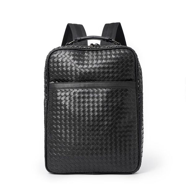 

backpack luxury men bag designer lapweave leather travel backpacks school bags large capacity black mochila para hombre