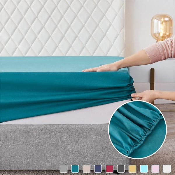 

sheets & sets modern simple style solid solor bed sheet fitted elastic band fixed antifouling anti-crease portable cover for