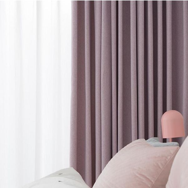 

curtain & drapes 2021 nordic princess style fresh purple pure color warm thick cotton linen fabric curtains for living room girls bedroom