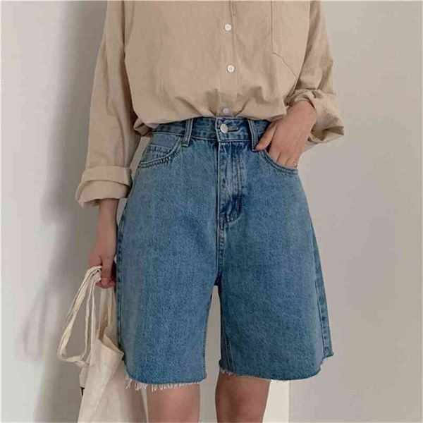 Jean Shorts Mulheres Verão Casual Solto Bicicleta Estilo Coreano Denim Streetwear Calças Curtas Jeans Plus Size 210714