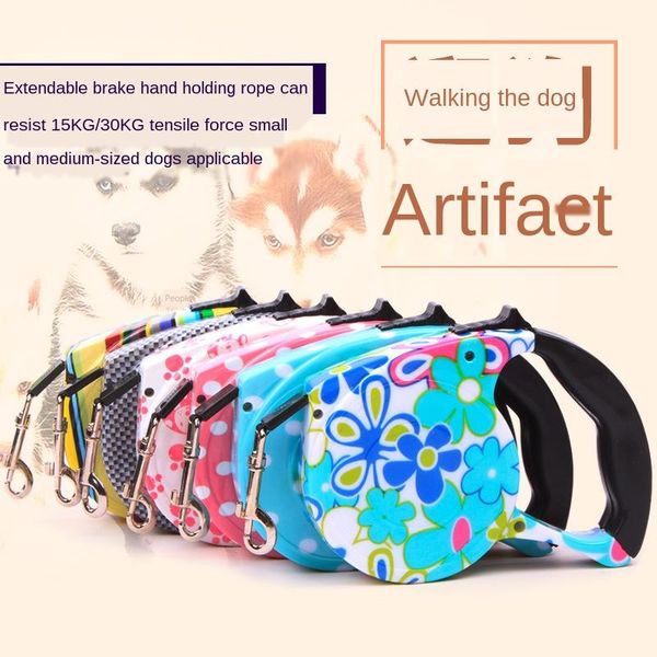 

dog collars & leashes multicolor pet auto-retractable tractor traction rope chain seven colors available