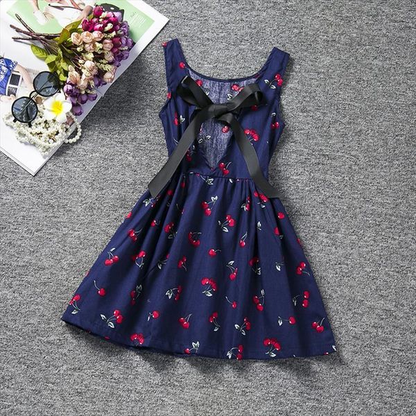 

sundress baby girl halter dresses childrens clothing printed kids for girls party school wear size 8 clothes, Red;yellow