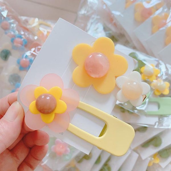 

hair clips & barrettes european and american fashion clash color jelly flower set accessories fy19062004, Golden;silver