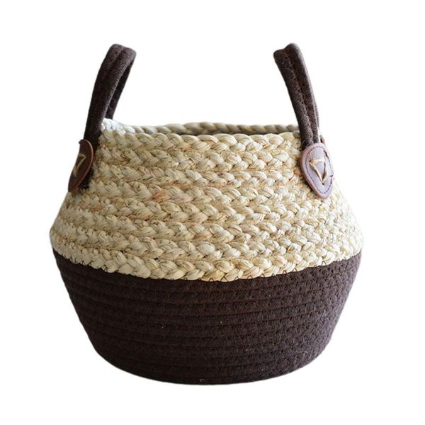 

storage baskets flower pots straw portable arrangements natural 2021 original woven rattan material for home decoration mini handbag